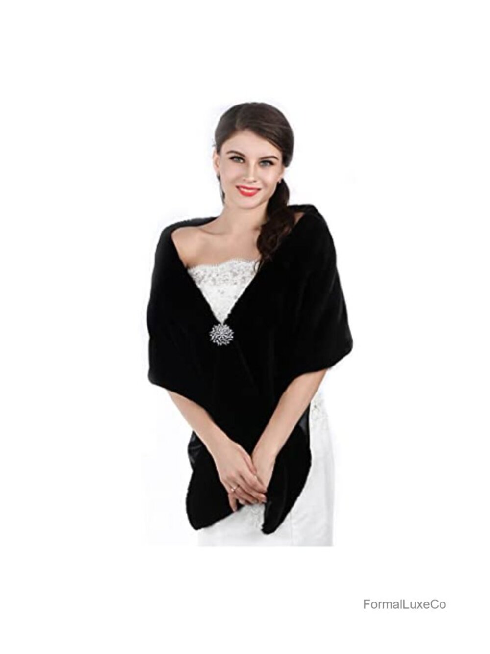 Faux Fur Shawl Wedding Wrap Bridal Stole Winter Cape Shrug